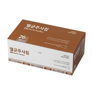 주삿바늘 피하 멸균 주사 여드름 압출 바늘 침 피부과 니들, 26G, 100개