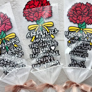 카네이션 한송이 자유문구 꽃다발 토퍼 스승의날 어버이날