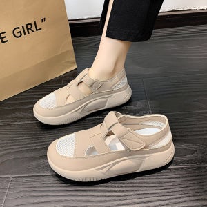 XXYDXNLX104 여성 여름 캐주얼 통굽 펀칭 벨크로 스포츠 샌들
