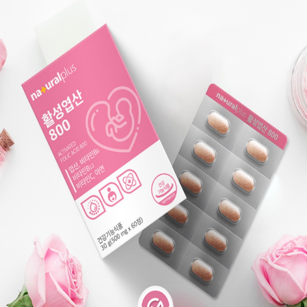 <b>뉴트</b>리안 활성<b>엽산</b>800 임산부 아연 비타민C 영양제 500mg 60정