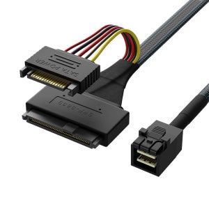 Mini SAS3.0 HD SFF8643 TO (SFF8639+15PIN SATA) 12Gbps 데이터 케이블 (대량 주문제작 가능)