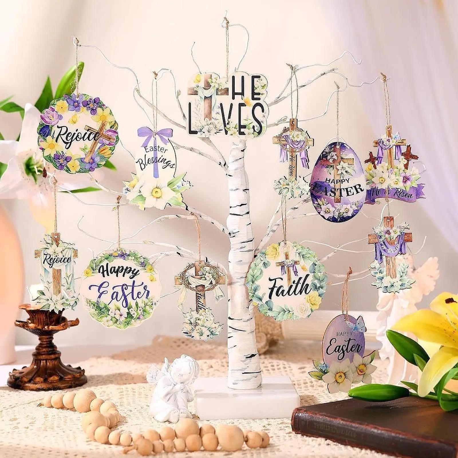 부활절 나무 걸이형 장식 봄 선물 파티 침실 거실 벽난로 홈 실내 기본