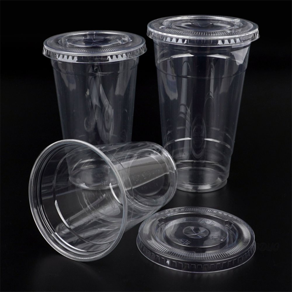 모듀오 테이크아웃 컵 10개입 평형뚜껑포함 음료컵 10개1세트 PET투명컵