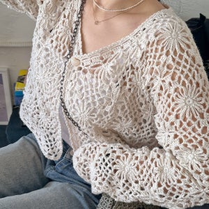 (뷔스티에 도안 증정) DIY키트 팅커데이지 가디건 코바늘 뜨기 모티브 가디건 패키지 모네트위드 하우스코튼 손뜨개 뜨개질 뜰안