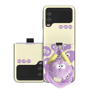 트라이코지 지플립 먼지몽 와글와글 링 스트랩 카드 범퍼 케이스 퍼플, 갤럭시Z 플립3