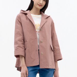 지센 [23SS] 여성 여성 장식 단추 후드 숏 코트 LCCAN226 PK