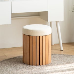 델리 패브릭 수납스툴 원형 인테리어 화장대의자