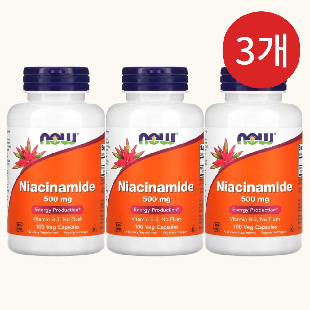 나우<b>푸드 비타민B3</b> 나이아신아미드 나이아신아마이드 니아신 500mg 100캡슐, 3개