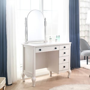 미라지가구 B2185-40 원목 수납 화장대 거울세트