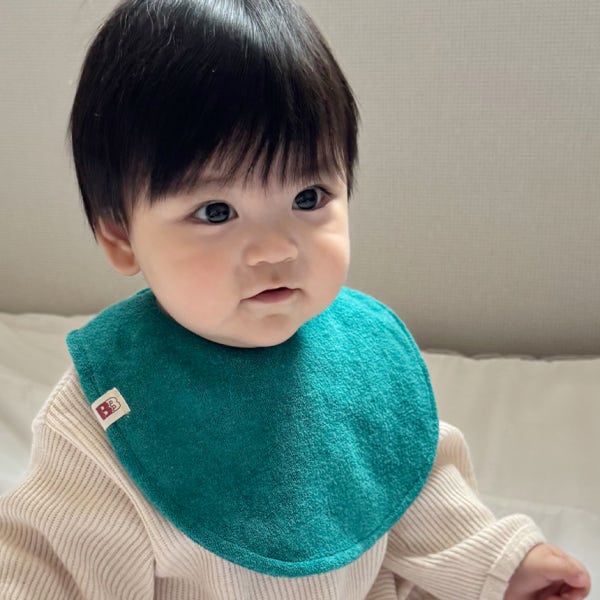 바니블라썸 턱받이 아기 소프트테리 테리빕 무형광 부드러운 유아 턱받이 두겹 화이트
