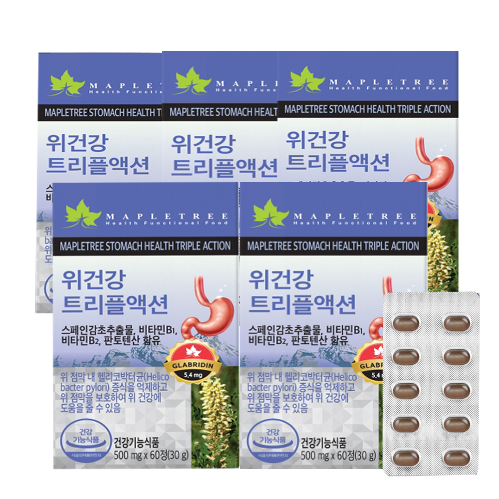 메이플트리 <b>위건강 트리플액션</b> 500mg x 60정 X 5개