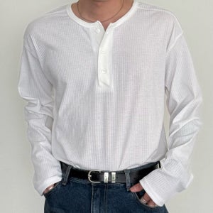 샤토 러셀 골지 헨리넥 티셔츠 남자 남녀공용 이너웨어