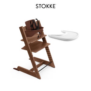 스토케 트립트랩 하이체어+베이비세트+트레이 세트 - 웜브라운