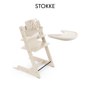 스토케 트립트랩 하이체어+베이비세트+트레이 세트 - 바닐라화이트
