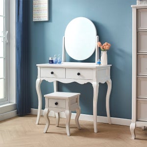 미라지가구 B2185-30 원목 수납 화장대 거울세트