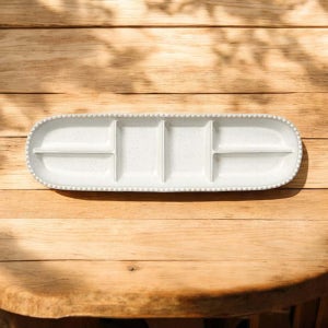 오트밀 6칸 나눔긴접시 미토 도자기 안주 반찬 과일 다과 소스 양념 업소용 다용도 그릇