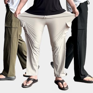 1+1 남성냉장고바지 쿨링 스판 바지 여름 쿨 냉감 카고 와이드 팬츠