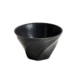 [유포] 일본풍 블랙 트위스트 도자기 밥공기 죽 덮밥 주발 시리얼 스프 요거트볼 국대접 사기그릇 일식 한식기 13cm