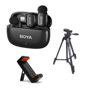 보야 BOYA mini-14 무선마이크 C타입 수신기1 송신기2 충전케이스 / 삼각대+스마트폰홀더