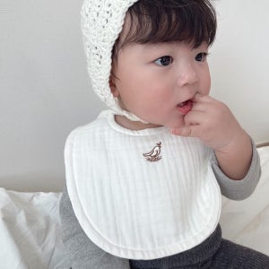 미소네이처 4+1 더블 코튼 8중 거즈 순면 아기 턱받이 빕 유아 침받이 거즈빕 화이트