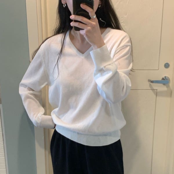 Fllanel 플라넬 샤벳 린넨 브이넥니트 (당일/4color)