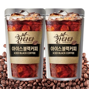칸타타 아이스 블랙 커피 230ml 50 파우치 편의점 액상 커피 얼음컵 음료