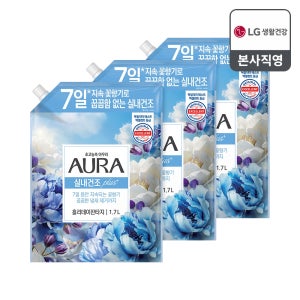 아우라 리필 실내건조 섬유유연제 홀리데이판타지, 1.7L, 3개