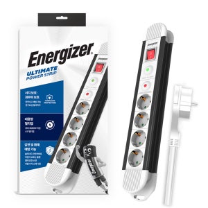 에너자이저 멀티탭 서지보호 과부하차단 납작플러그 통합스위치 고용량 3680W, 2m, 4구