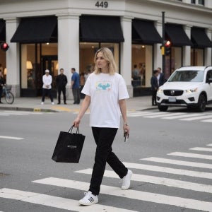버블벳 여름 코튼 버블변형 티지털 프린트 우먼즈 루즈핏 숏슬리브 크루넥티셔츠 WHITE