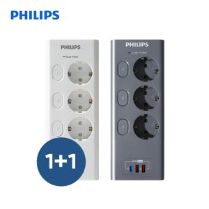 1+1 필립스 서지보호 맥스플러스 GaN USB 30W 개별 고용량 멀티탭 과부하차단 3구 2M