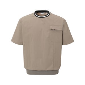 [챌린저] 남성 배색 디테일 라운드 반팔 우븐탑