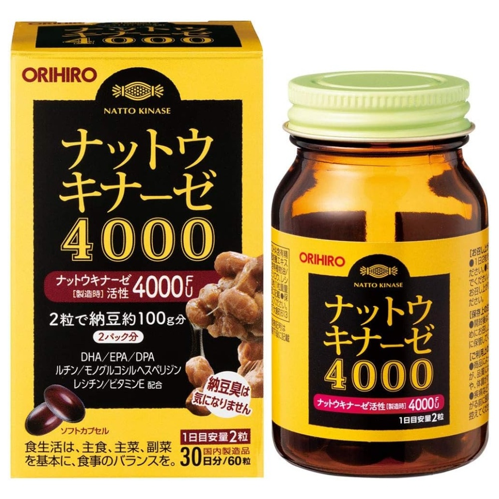 일본 오리히로 <b>나토키나제 4000FU</b> 60캡슐(30일분) 혈행개선