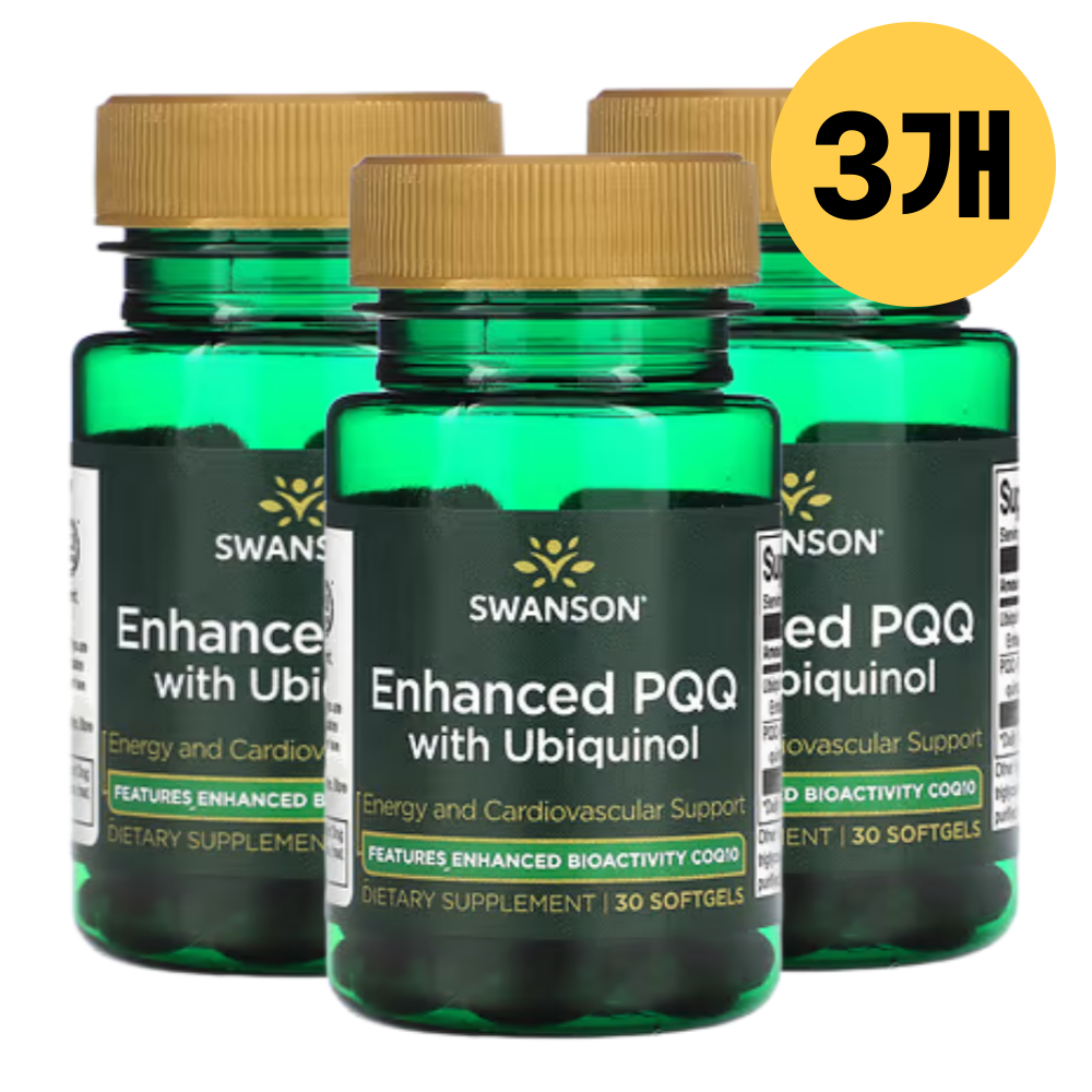 스완슨 <b>유비퀴놀</b> PQQ 고약사 코큐텐 피큐큐 <b>50</b>mg 30정3개 Ubiquinol PQQ