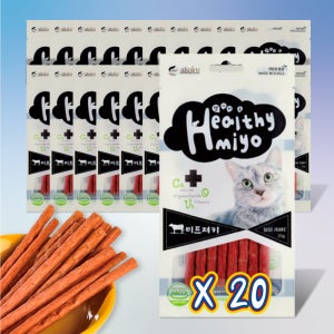 아스쿠 헬시미요 캣스틱 비프 져키 20g 고양이 육포 간식 20개