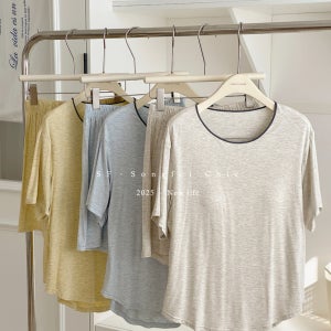 여성 루즈핏 반팔 반바지 캡내장 여름 잠옷 상하세트