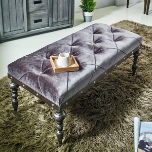 미라지가구 SF24566KC 원목 벨벳 베드벤치 침대 사이드 스툴 현관 의자