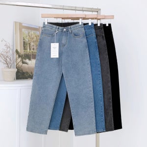 (3가지기장) 여성 밴딩 배기 청바지 데일리 테이퍼드 핏 데님 팬츠 키작녀 빅사이즈