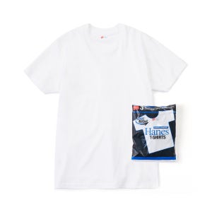 헤인즈 HANES 블루 라벨 3팩 레이어드 라운드 반팔 티셔츠 숏 슬리브 태그리스 티셔츠 화이트