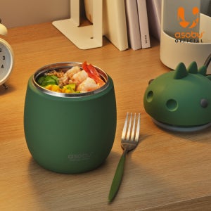아소부 스테인레스 보온 보냉 베스티 푸드자 보온도시락 600ml, 디노사우르