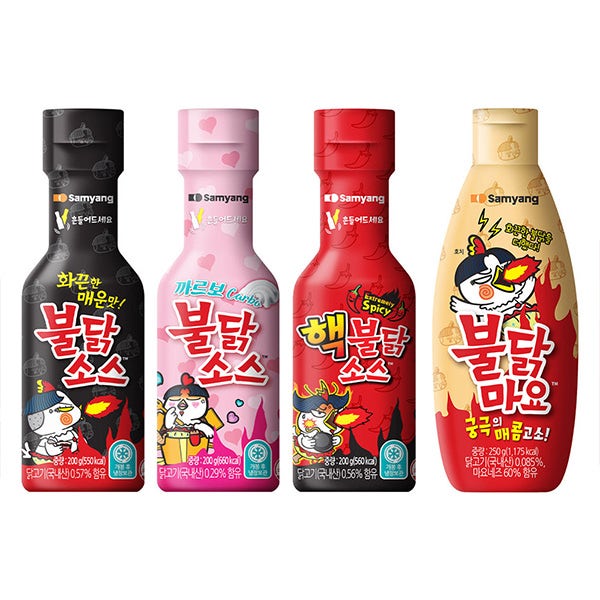 삼양 불닭소스 오리지널 까르보 핵 불닭마요 각1개씩 4개