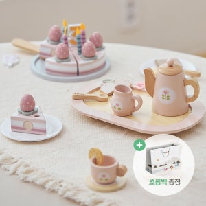 폴라비 티타임 2종세트 원목 주방놀이 티파티 생일케이크 소꿉놀이세트 장난감