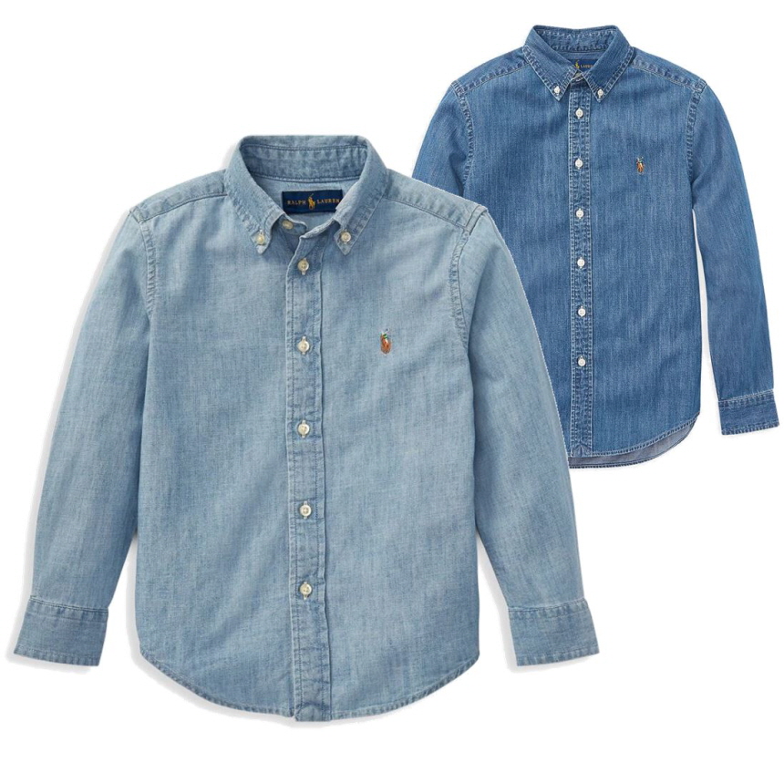 폴로랄프로렌 보이즈 카튼 데님 샴브레이 셔츠
