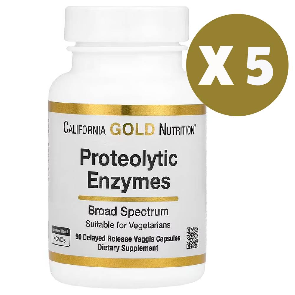 (5통)캘리포니아골드 단백질 소화효소 베지캡슐 90정 Proteolytic Enzymes