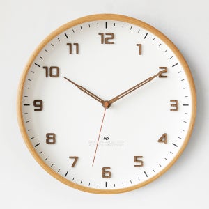 MJK 국산 비치우드 원목 전파 무소음 벽시계 자동 수신 거실 벽걸이시계