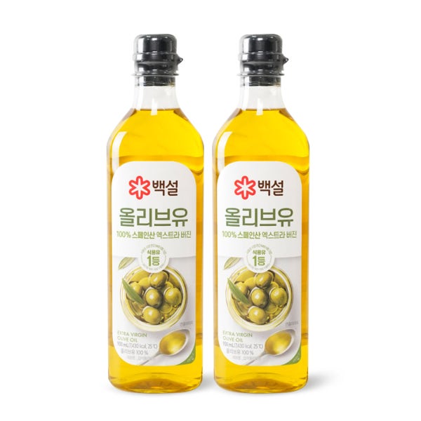 CJ제일제당 백설 압착 올리브유 900ml x2개