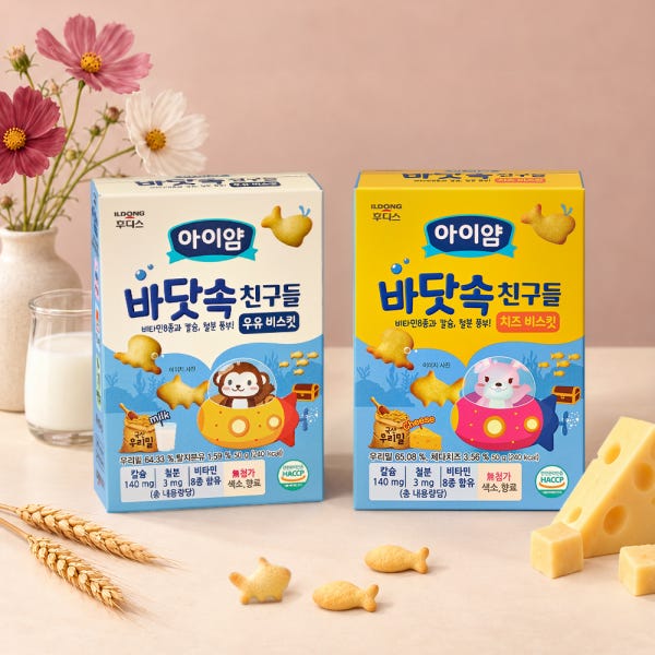 아이얌 바닷속친구들 비스킷세트 (우유 4개+치즈 4개)