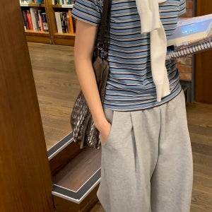 솔트 라운드 스트라이프 반팔 티셔츠 베러모먼트