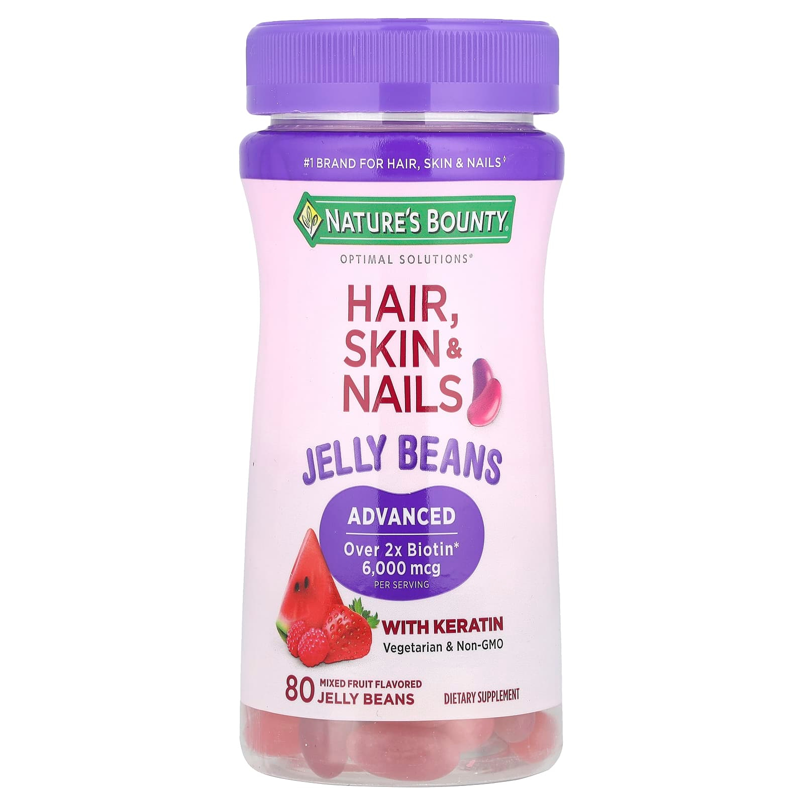 네이쳐스바운티 <b>헤어 스킨</b> 네일 혼합 과일 <b>3000mcg</b> 젤리빈 80개