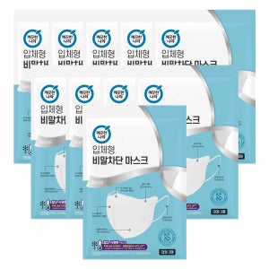깨끗한나라 입체형 비말차단용 KF-AD 마스크 대형 화이트 3개입 x 20팩 (총60개입) 여름 마스크