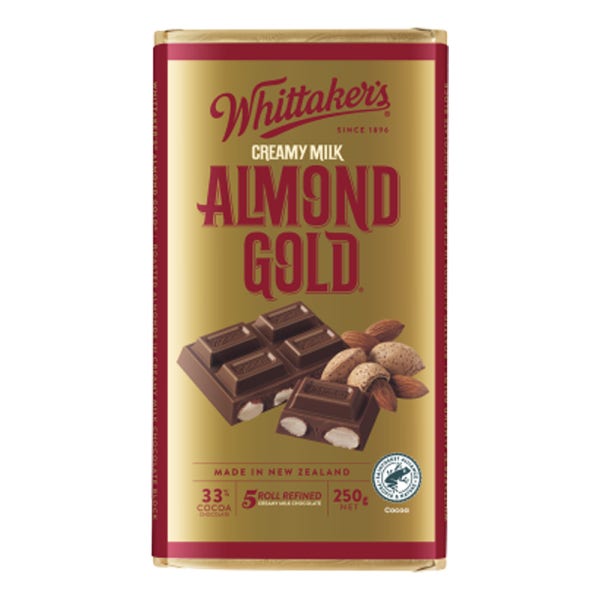 뉴질랜드 휘태커스 아몬드 골드 초콜릿 외 Whittakers 벽돌 블럭 내수용 250g